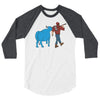 Paul Bunyan/Babe the Blue Ox Men's/Unisex Raglan ThatMNLife Long Sleeve White/Heather Charco / XS Minnesota Custom T-Shirts and Gifts
