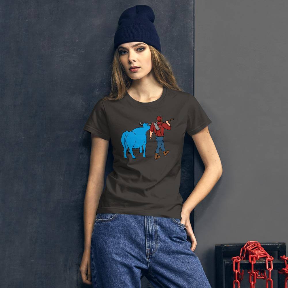 Paul Bunyan/Babe the Blue Ox Women's T-Shirt ThatMNLife T-Shirt Smoke / S Minnesota Custom T-Shirts and Gifts