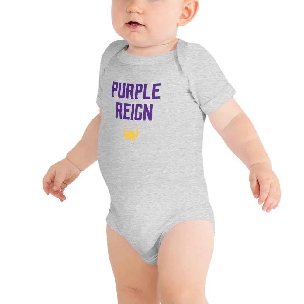 Purple Reign Minnesota Vikings Football Fan Skol Toddler Baby Short Sleeve Onesie ThatMNLife Athletic Heather / 3-6m Minnesota Custom T-Shirts and Gifts