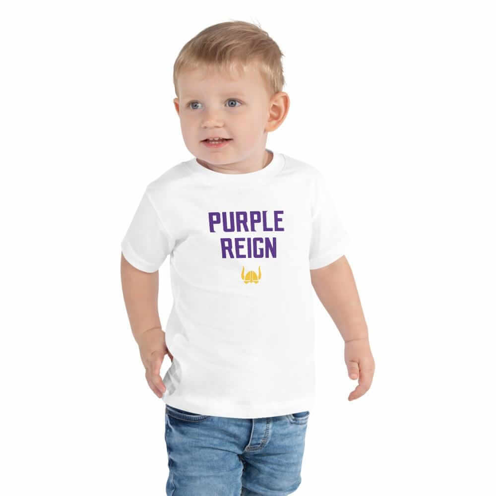 Purple Reign Minnesota Vikings Football Fan Skol Toddler Baby Short Sleeve T-Shirt ThatMNLife White / 2T Minnesota Custom T-Shirts and Gifts