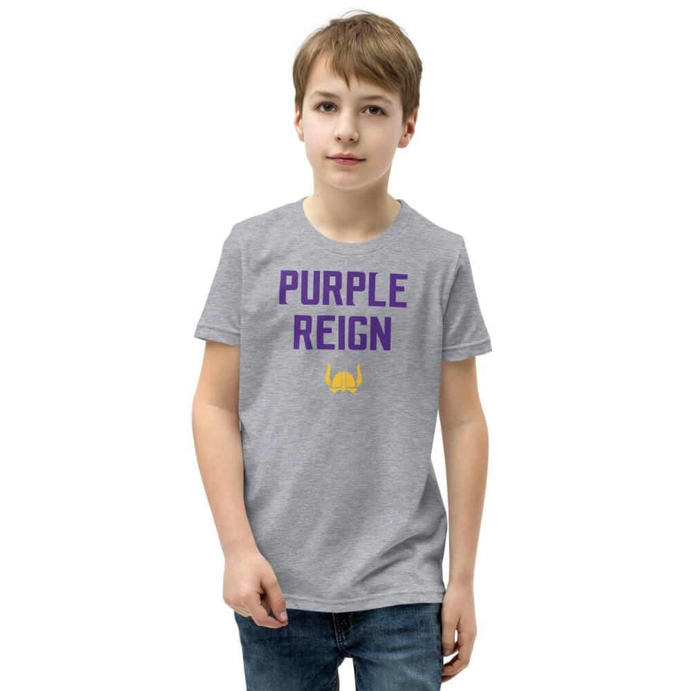 Purple Reign Minnesota Vikings Football Fan Skol Youth Short Sleeve T-Shirt ThatMNLife Athletic Heather / S Minnesota Custom T-Shirts and Gifts