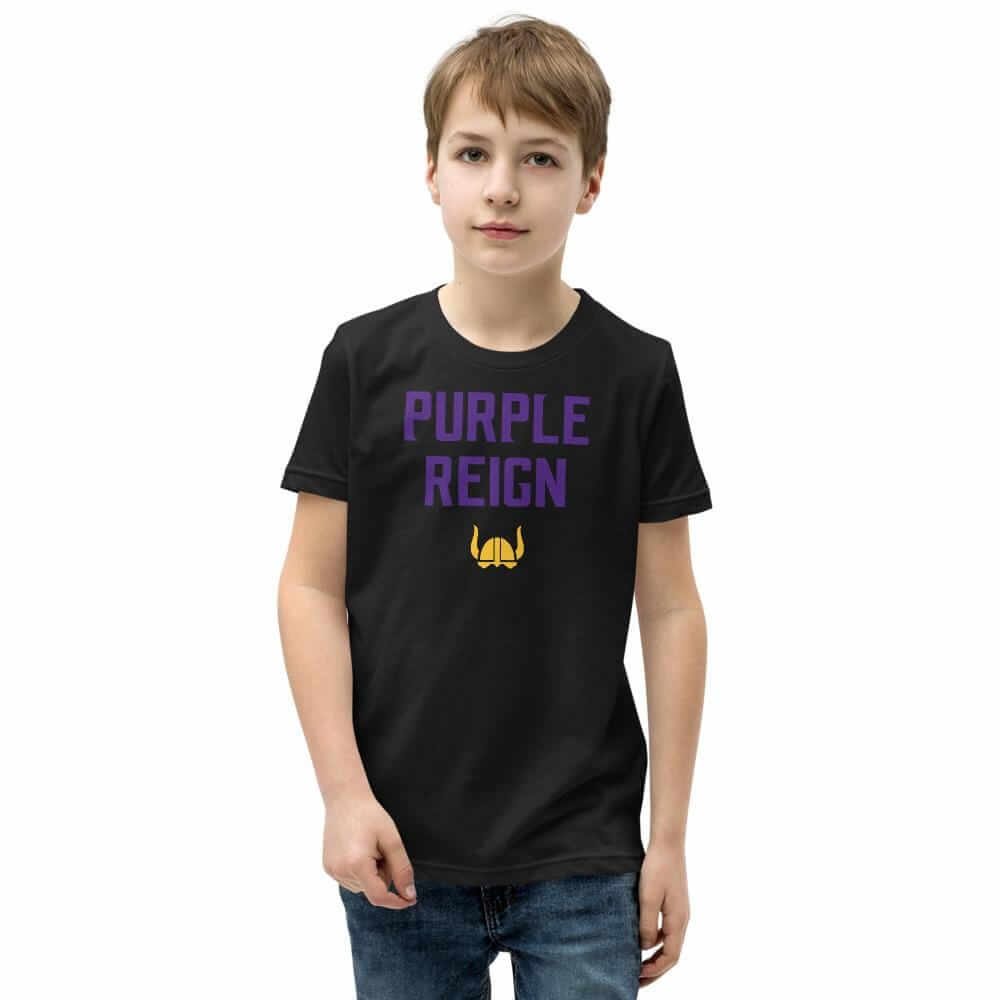 Purple Reign Minnesota Vikings Football Fan Skol Youth Short Sleeve T-Shirt ThatMNLife Black / S Minnesota Custom T-Shirts and Gifts