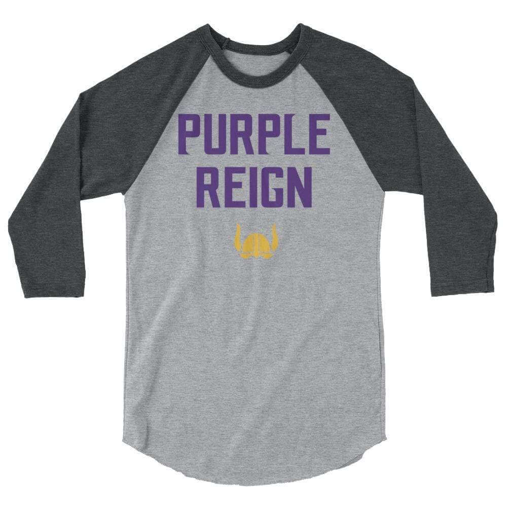 Purple Reign Minnesota Vikings Men's/Unisex Raglan ThatMNLife Long Sleeve Grey/Heather Charcoa / XS Minnesota Custom T-Shirts and Gifts